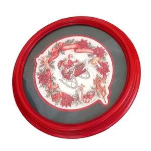 Vintage 1994 Merry Christmas Framed Picture by Kay Lamb Shannon | EUC